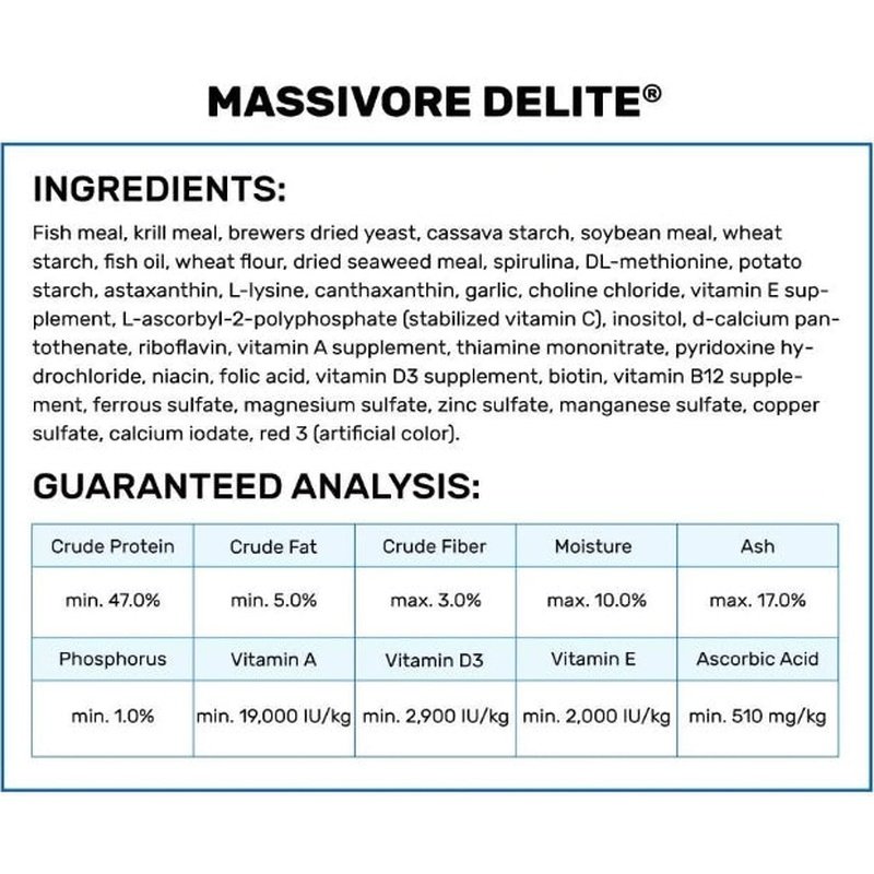 Hikari Massivore Delite Sinking Pellet Food - Aquatic Connect