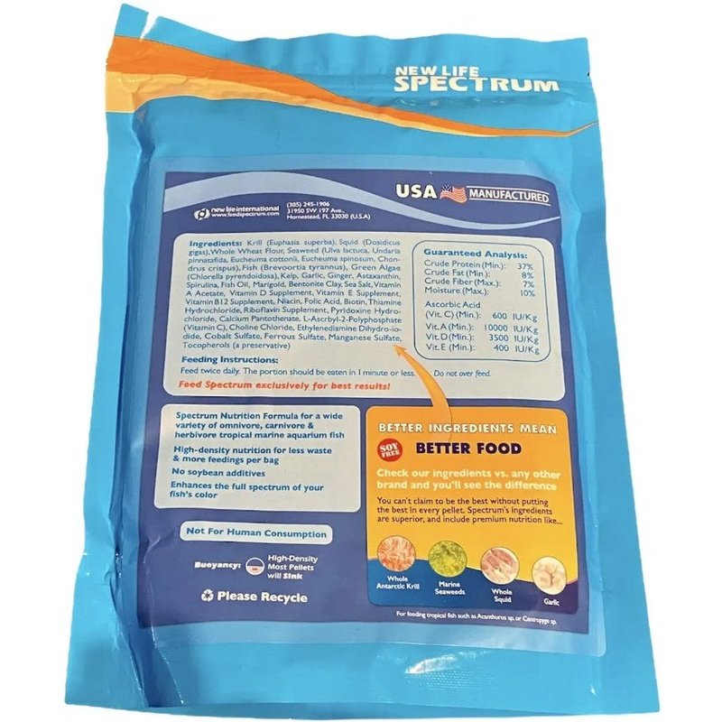New Life Spectrum Marine Fish Food Regular Sinking Pellets - Aquatic Connect